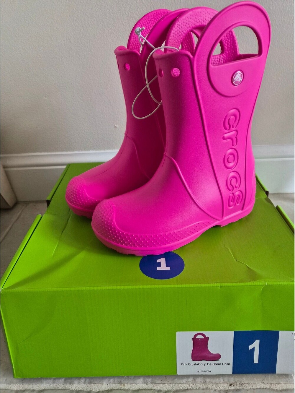 Crocs Kids Pink Rain Boots Size 1 0178